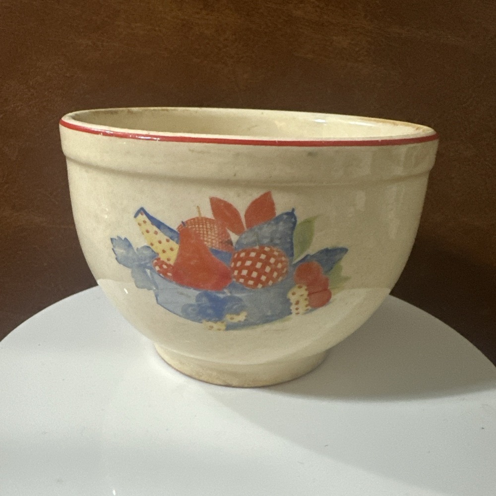 Vintage Harker Calico Fruit Bowl Crazed Patina Primitive 5"